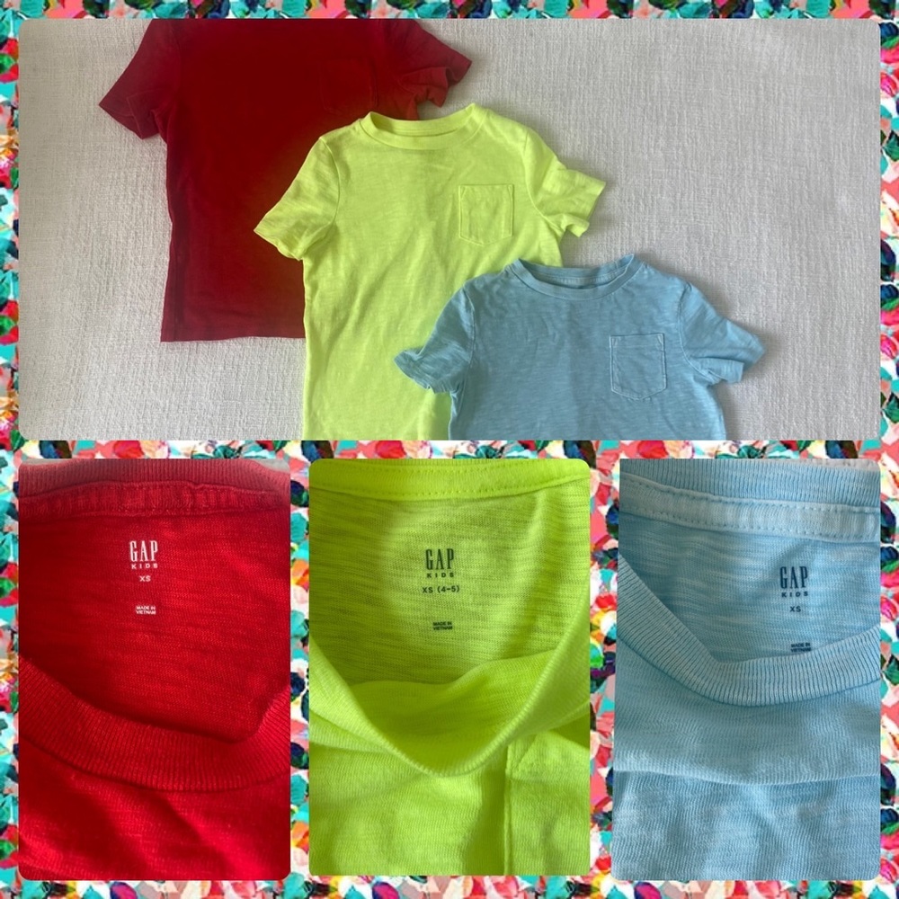 Gap kids XS 4/5 100% organic cotton pocket T-shirts Lot of 3